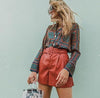 Arimonz Women Faux Leather Shorts In Black and Red-Shorts-Arimonz-Arimonz