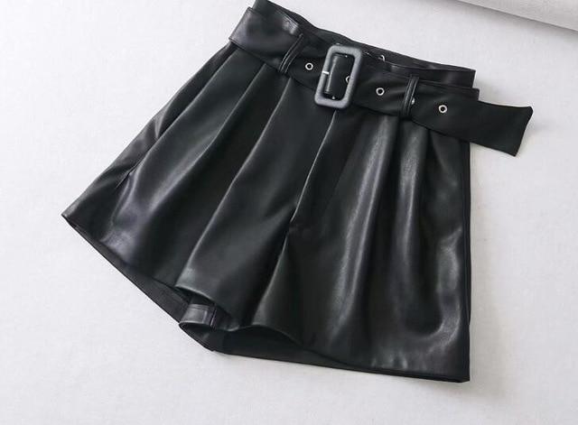 Arimonz Women Faux Leather Shorts In Black and Red-Shorts-Arimonz-Black-XS-Arimonz