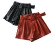 Arimonz Women Faux Leather Shorts In Black and Red-Shorts-Arimonz-Arimonz