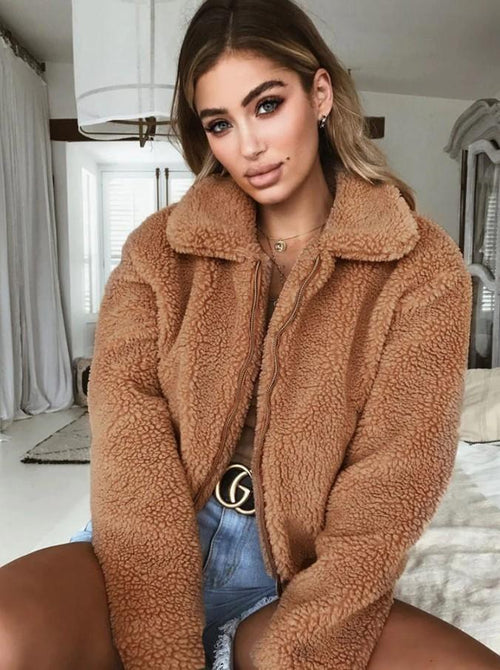 Arimonz Women Fluffy Faux Fur Coat In 5 Colors-Fuzzy Jackets-Arimonz-Camel-S-Arimonz