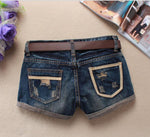 Autumn Denim Mini Shorts Women Rivet Holes Jeans Low Waist Shorts-Shorts-Arimonz-Arimonz