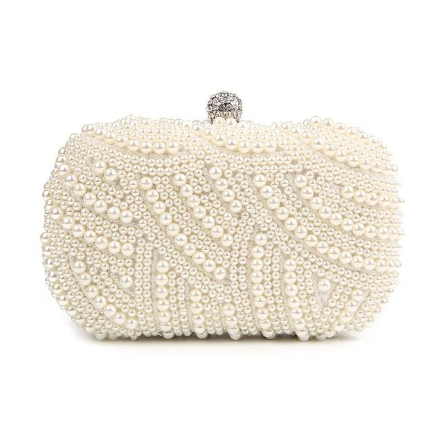 Ayla Pearl Clutch Bag-Handbags-Arimonz-beige-Arimonz