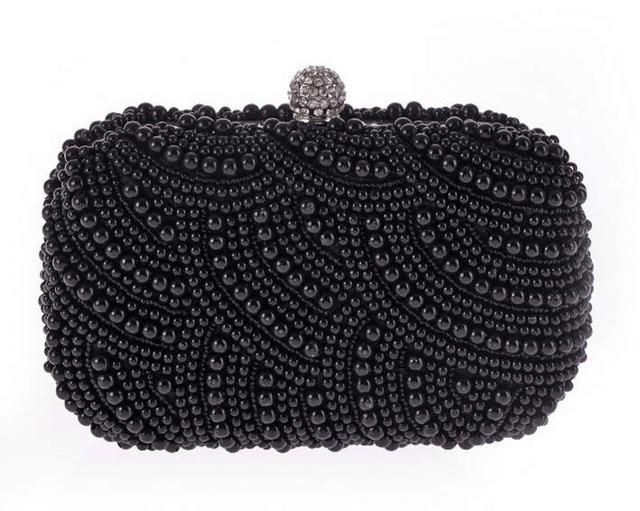 Ayla Pearl Clutch Bag-Handbags-Arimonz-black-Arimonz