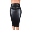 Back Split Women Skirt Black Bodycon Skirt High Waist PU Leather Skirt-Skirts-Arimonz-Arimonz