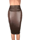 Back Split Women Skirt Black Bodycon Skirt High Waist PU Leather Skirt-Skirts-Arimonz-Coffee-S-Arimonz