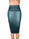 Back Split Women Skirt Black Bodycon Skirt High Waist PU Leather Skirt-Skirts-Arimonz-Denim Blue-S-Arimonz