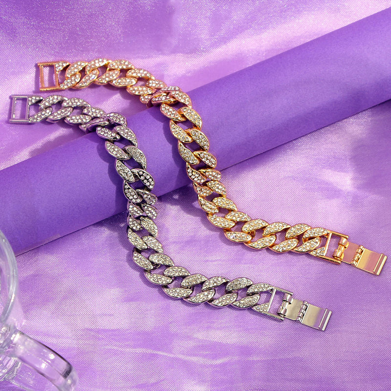 Baguette Cuban Anklets For Women Bling Cuban Link Foot Bracelet-Anklets-Arimonz-Arimonz