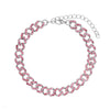 Baguette Cuban Anklets For Women Bling Cuban Link Foot Bracelet-Anklets-Arimonz-Pink Silver Chain-Arimonz