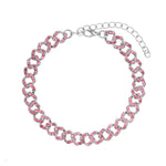 Baguette Cuban Anklets For Women Bling Cuban Link Foot Bracelet-Anklets-Arimonz-Pink Silver Chain-Arimonz