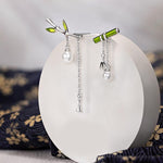 Bamboo Dangle Earring With Pearl Retro Style For Women Fine Jewelry-Earrings-Arimonz-Arimonz