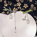 Bamboo Dangle Earring With Pearl Retro Style For Women Fine Jewelry-Earrings-Arimonz-Arimonz
