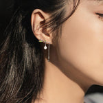 Bamboo Dangle Earring With Pearl Retro Style For Women Fine Jewelry-Earrings-Arimonz-Arimonz