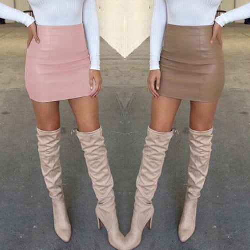 Bandage Leather Skirt-Skirts-Arimonz-Arimonz