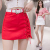Bandage Women Denim Skirt Summer High Waist Chic Belt Jean Mini Skirt-Denim Skirts-Arimonz-Arimonz