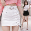 Bandage Women Denim Skirt Summer High Waist Chic Belt Jean Mini Skirt-Denim Skirts-Arimonz-Arimonz