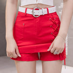 Bandage Women Denim Skirt Summer High Waist Chic Belt Jean Mini Skirt-Denim Skirts-Arimonz-Arimonz