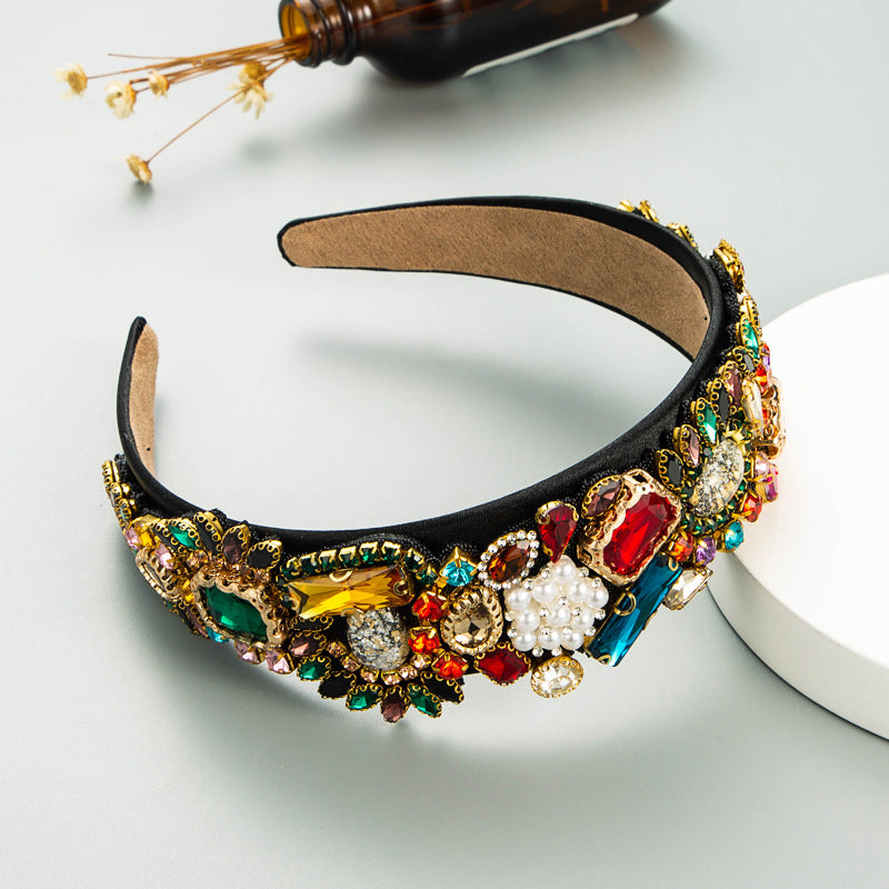 Baroque Headbands Boutique Hair Women Heavy Rhinestone Hairband-Hair Accessories-Arimonz-Arimonz
