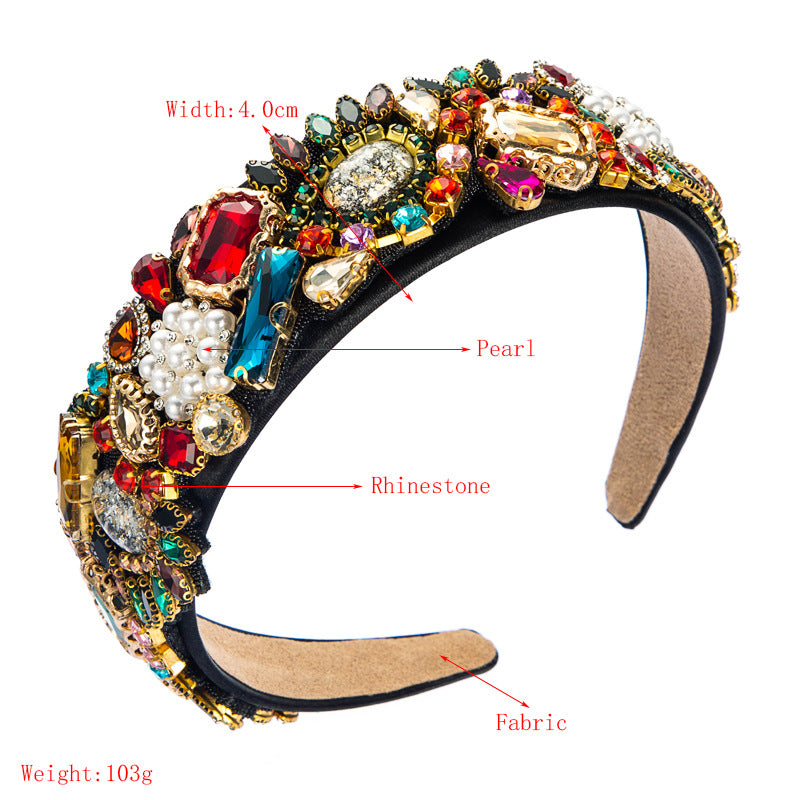 Baroque Headbands Boutique Hair Women Heavy Rhinestone Hairband-Hair Accessories-Arimonz-Arimonz