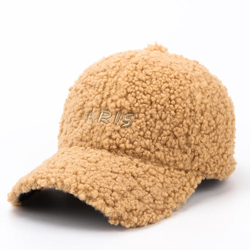 Baseball Cap For Women Paris Letter Hip Hop Cap Faux Mohair Velvet Hat-Women's Caps-Arimonz-Arimonz