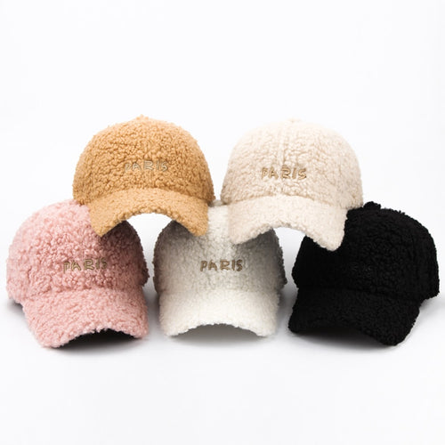 Baseball Cap For Women Paris Letter Hip Hop Cap Faux Mohair Velvet Hat-Women's Caps-Arimonz-Arimonz
