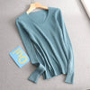 Basic V-neck Solid Sweater Pullover Women Female Knitted Sweater-Pullovers-Arimonz-Arimonz