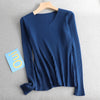 Basic V-neck Solid Sweater Pullover Women Female Knitted Sweater-Pullovers-Arimonz-Arimonz