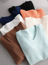Basic V-neck Solid Sweater Pullover Women Female Knitted Sweater-Pullovers-Arimonz-Arimonz