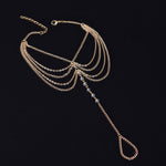 Beach Barefoot Sandal Jewelry Elegant Chain Link Anklet Bracelet-Anklets-Arimonz-Gold Clear Crystal-Arimonz
