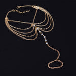 Beach Barefoot Sandal Jewelry Elegant Chain Link Anklet Bracelet-Anklets-Arimonz-Gold White Crystal-Arimonz