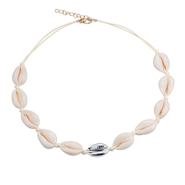 Beach Seashell Choker Beaded Necklace-Necklaces-Arimonz-20-Arimonz