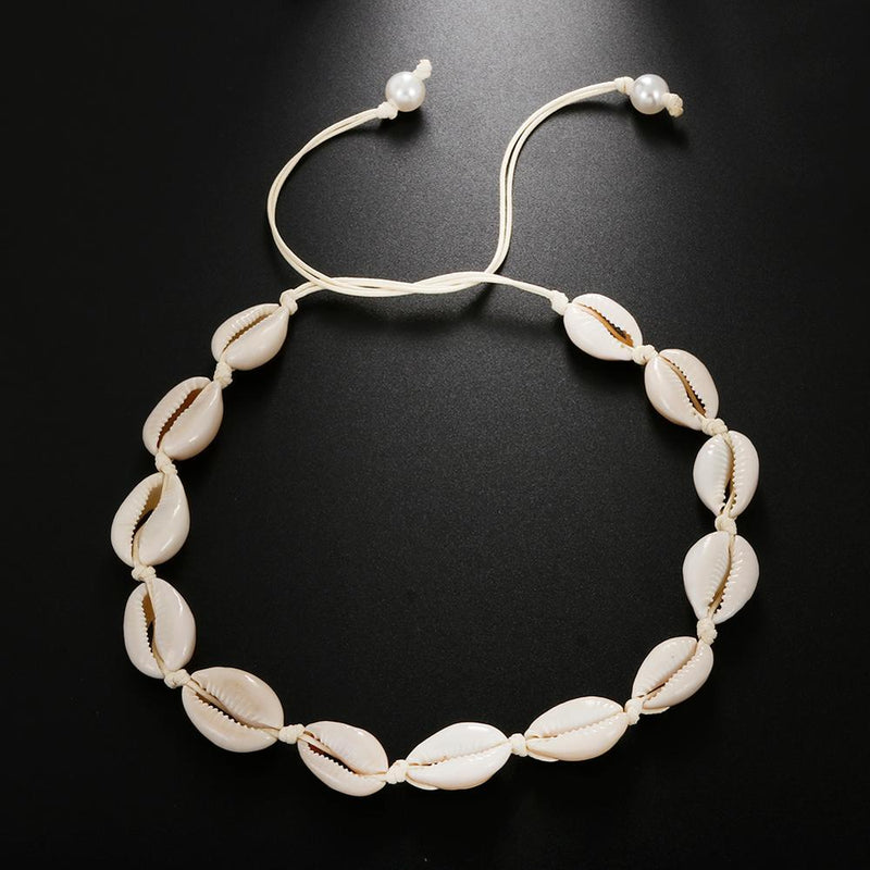 Beach Seashell Choker Beaded Necklace-Necklaces-Arimonz-Arimonz