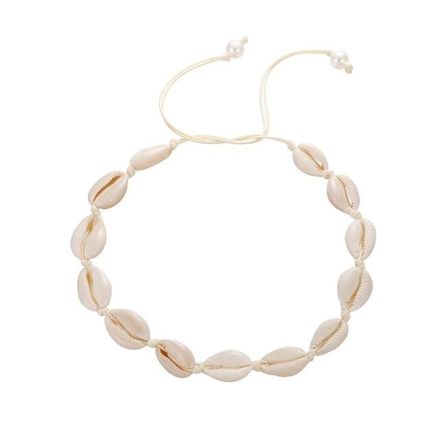 Beach Seashell Choker Beaded Necklace-Necklaces-Arimonz-4-Arimonz