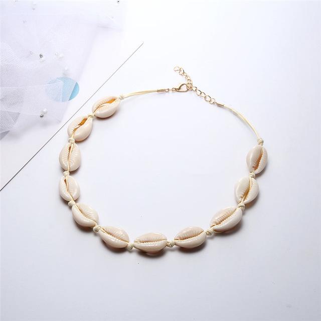 Beach Seashell Choker Beaded Necklace-Necklaces-Arimonz-6-Arimonz