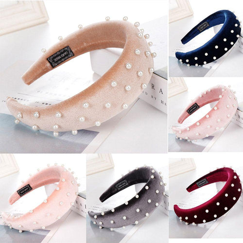 Beaded Thick Velvet Headband-Hair Accessories-Arimonz-Arimonz