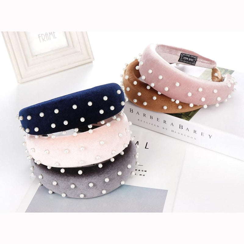 Beaded Thick Velvet Headband-Hair Accessories-Arimonz-Arimonz
