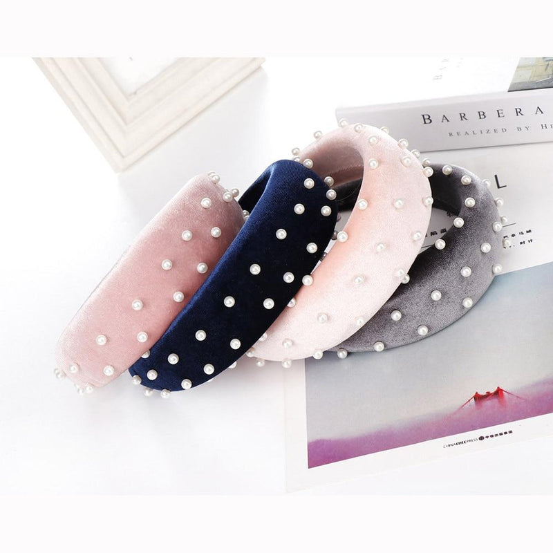 Beaded Thick Velvet Headband-Hair Accessories-Arimonz-Arimonz