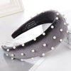 Beaded Thick Velvet Headband-Hair Accessories-Arimonz-gray-Arimonz