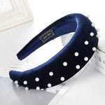 Beaded Thick Velvet Headband-Hair Accessories-Arimonz-navy blue-Arimonz