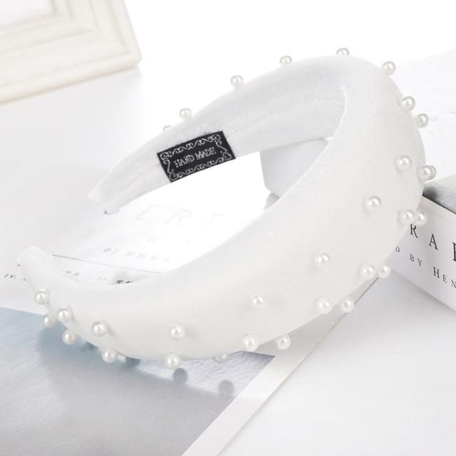 Beaded Thick Velvet Headband-Hair Accessories-Arimonz-white-Arimonz