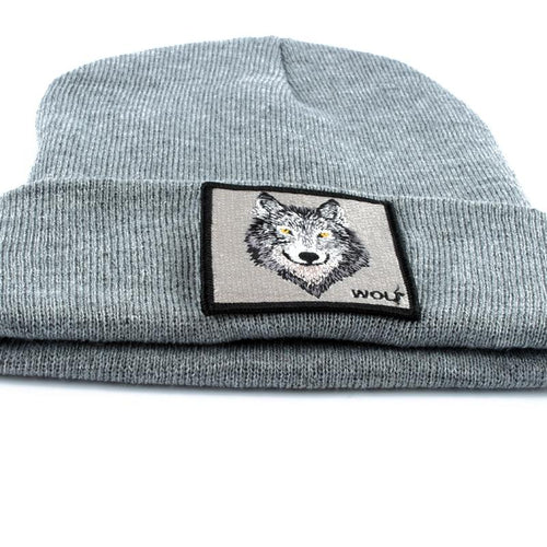 Beanie Wolf Embroidery Winter Hats Knitted Beanies For Women-Hats-Arimonz-Arimonz