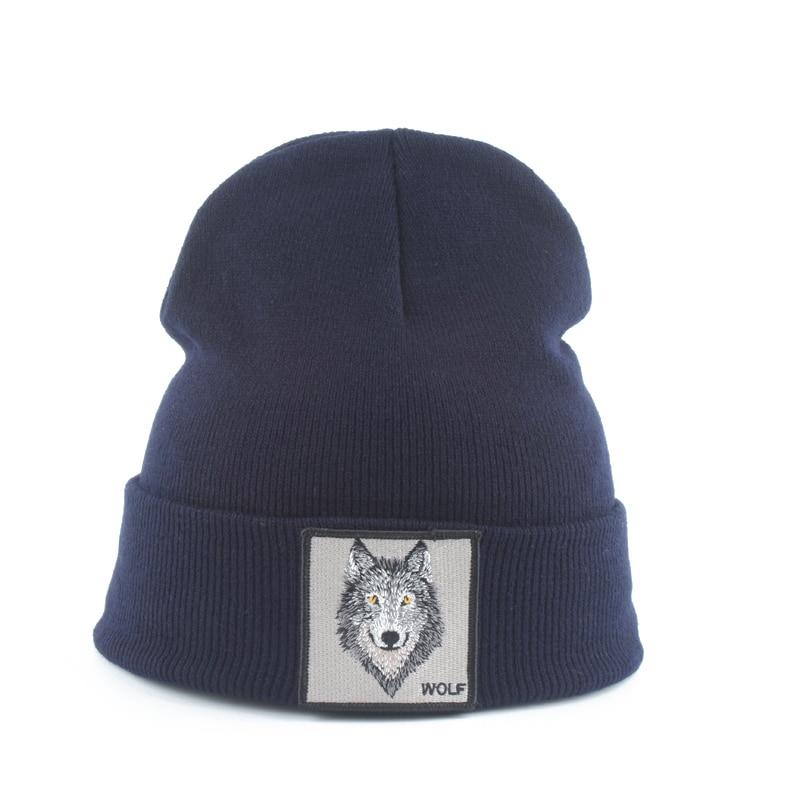 Beanie Wolf Embroidery Winter Hats Knitted Beanies For Women-Hats-Arimonz-Arimonz