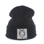 Beanie Wolf Embroidery Winter Hats Knitted Beanies For Women-Hats-Arimonz-Arimonz