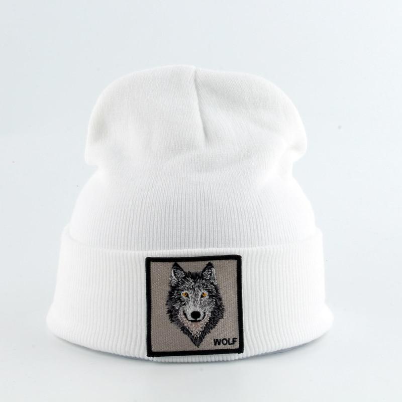 Beanie Wolf Embroidery Winter Hats Knitted Beanies For Women-Hats-Arimonz-Arimonz