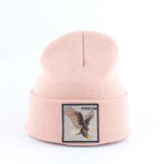 Beanie Wolf Embroidery Winter Hats Knitted Beanies For Women-Hats-Arimonz-eagle pink-Arimonz