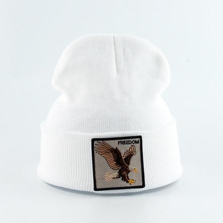 Beanie Wolf Embroidery Winter Hats Knitted Beanies For Women-Hats-Arimonz-eagle white-Arimonz