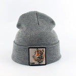 Beanie Wolf Embroidery Winter Hats Knitted Beanies For Women-Hats-Arimonz-tiger gray-Arimonz