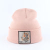 Beanie Wolf Embroidery Winter Hats Knitted Beanies For Women-Hats-Arimonz-tiger pink-Arimonz