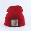 Beanie Wolf Embroidery Winter Hats Knitted Beanies For Women-Hats-Arimonz-tiger red-Arimonz