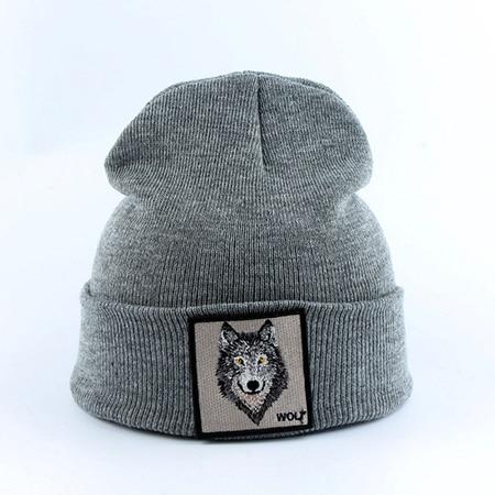 Beanie Wolf Embroidery Winter Hats Knitted Beanies For Women-Hats-Arimonz-wolf gray-Arimonz