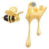Bee and Dripping Honey Asymmetric Stud Earrings for Women Fine Jewelry-Earrings-Arimonz-Gold-Arimonz